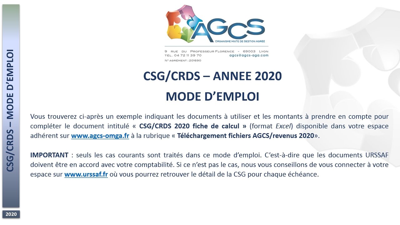 CSG mode emploi 2020