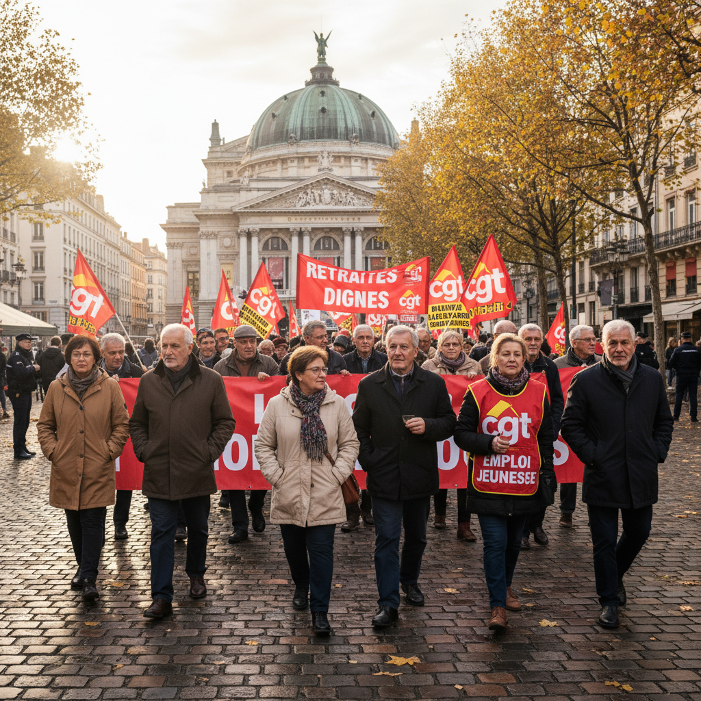 la cgt à lyon revendique une pension de retraite minimum égale au smic pour garantir des conditions de vie dignes à tous les retraités.